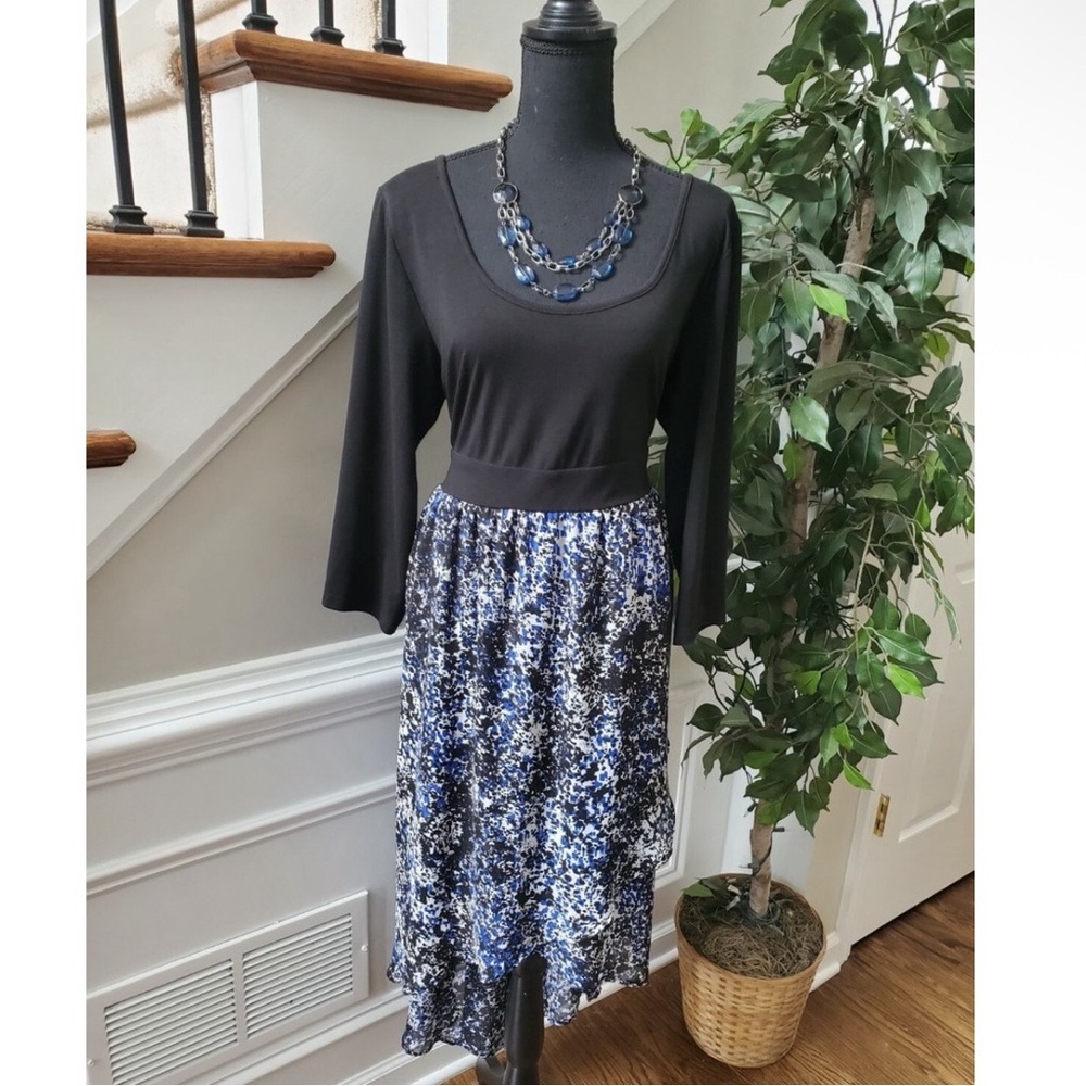 Torrid black blue floral printed high low chiffon dress hi-low plus size 2X